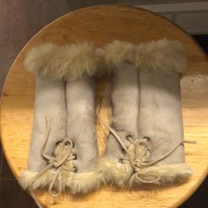 Faux fur half gloves